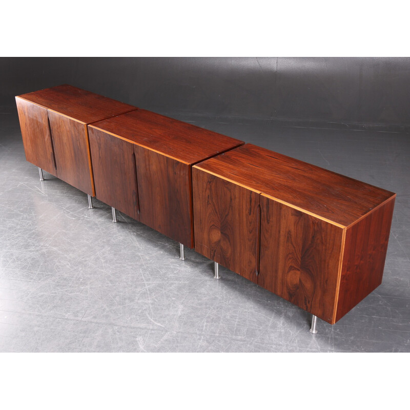 Scandinavian sideboard in rosewood and metal - 1970s