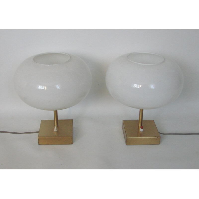 Paire de lampes de table vintage sphériques 1970
