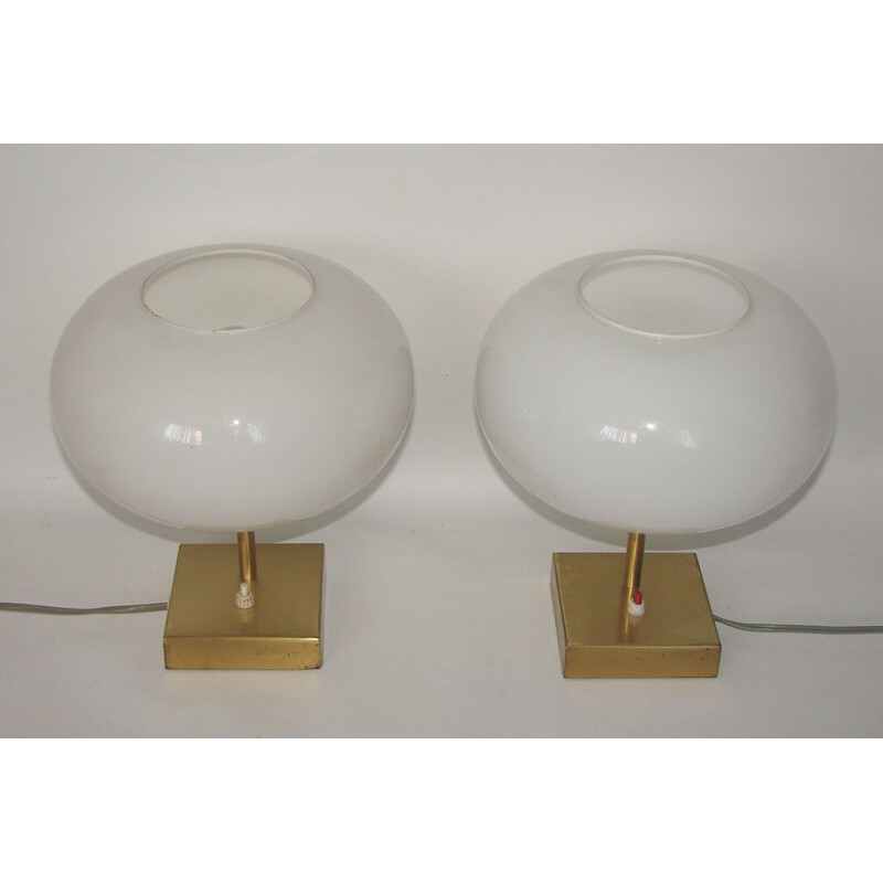 Paire de lampes de table vintage sphériques 1970