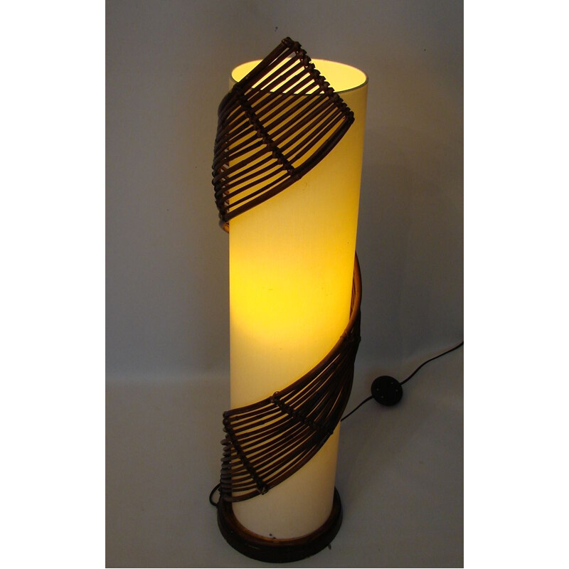 Vintage-Stehlampe aus Kunststoff und Rattan, 1980