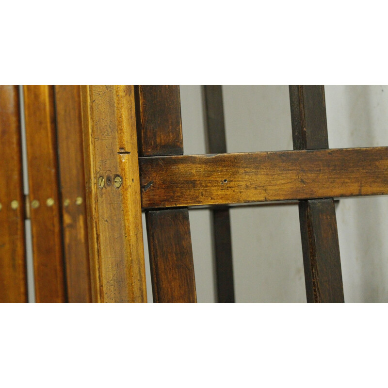 Long indoor railway station bench in solid beech wood 1940