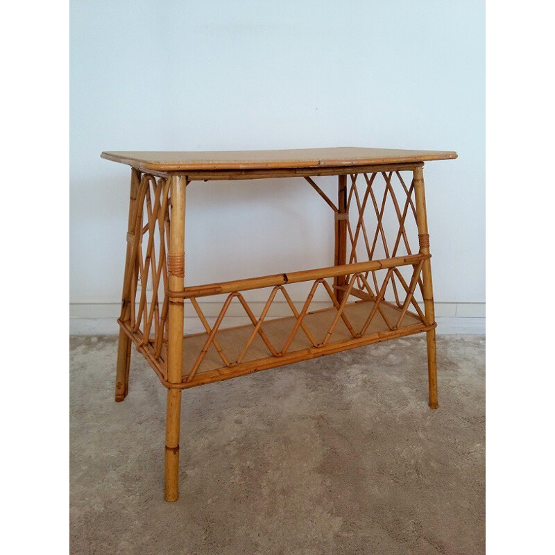 Little wooden desk in rattan - 1970s