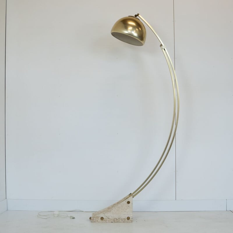 Vintage aluminum arc lamp with marble base