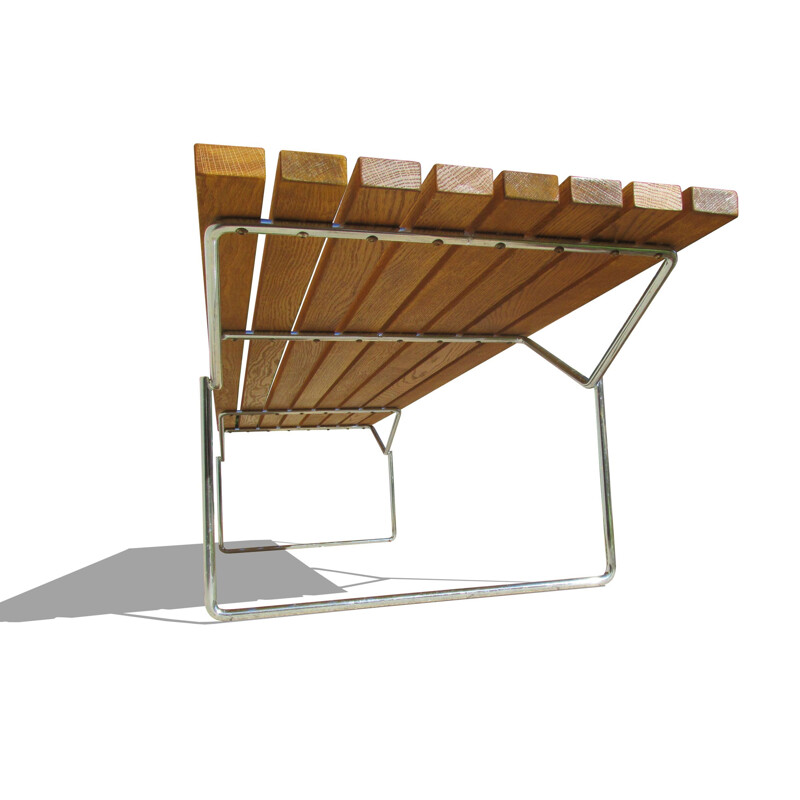 Vintage houten bank door Harry Bertoia voor Knoll International