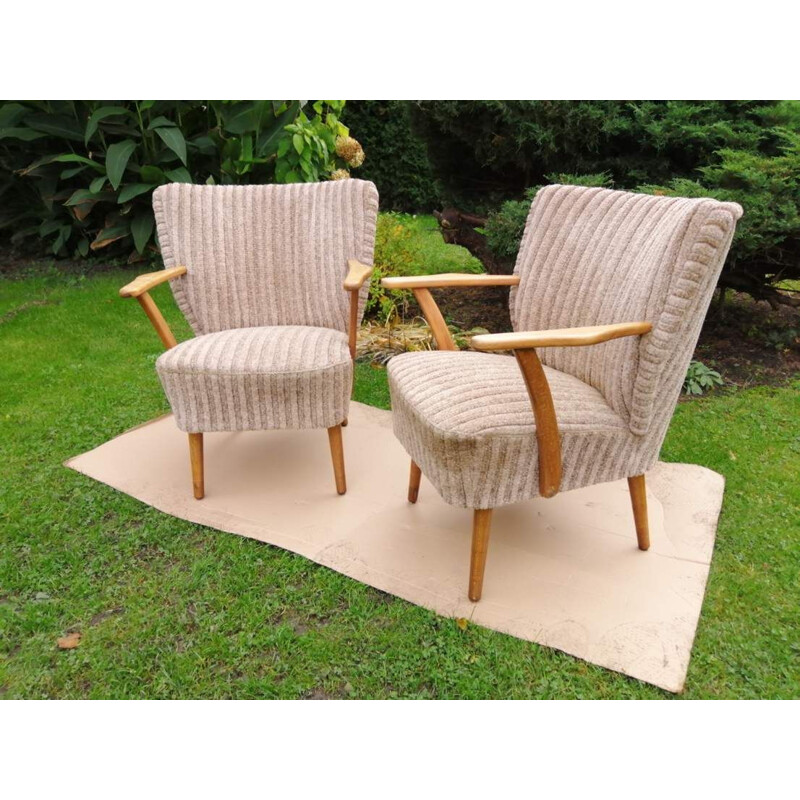 Pair of vintage armchairs on straight legs 1970