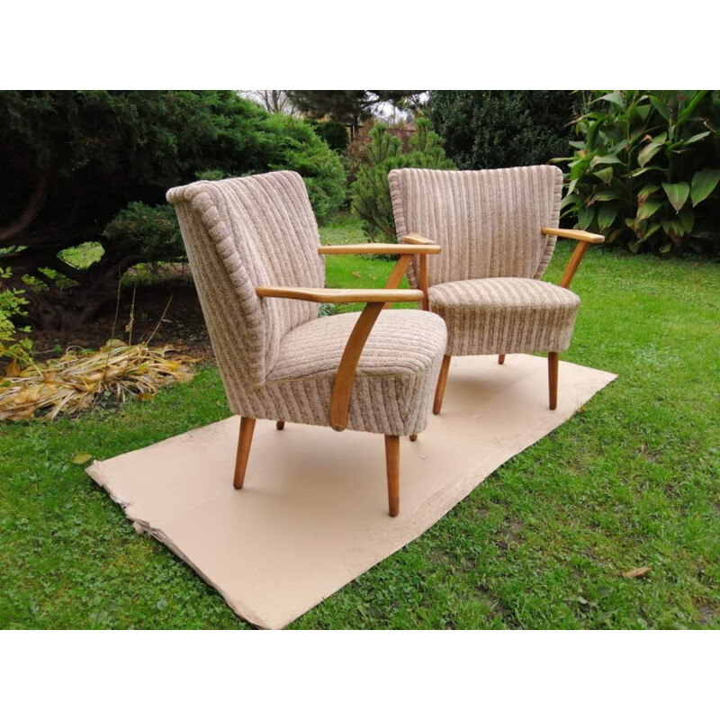 Pair of vintage armchairs on straight legs 1970