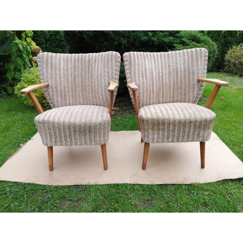 Pair of vintage armchairs on straight legs 1970