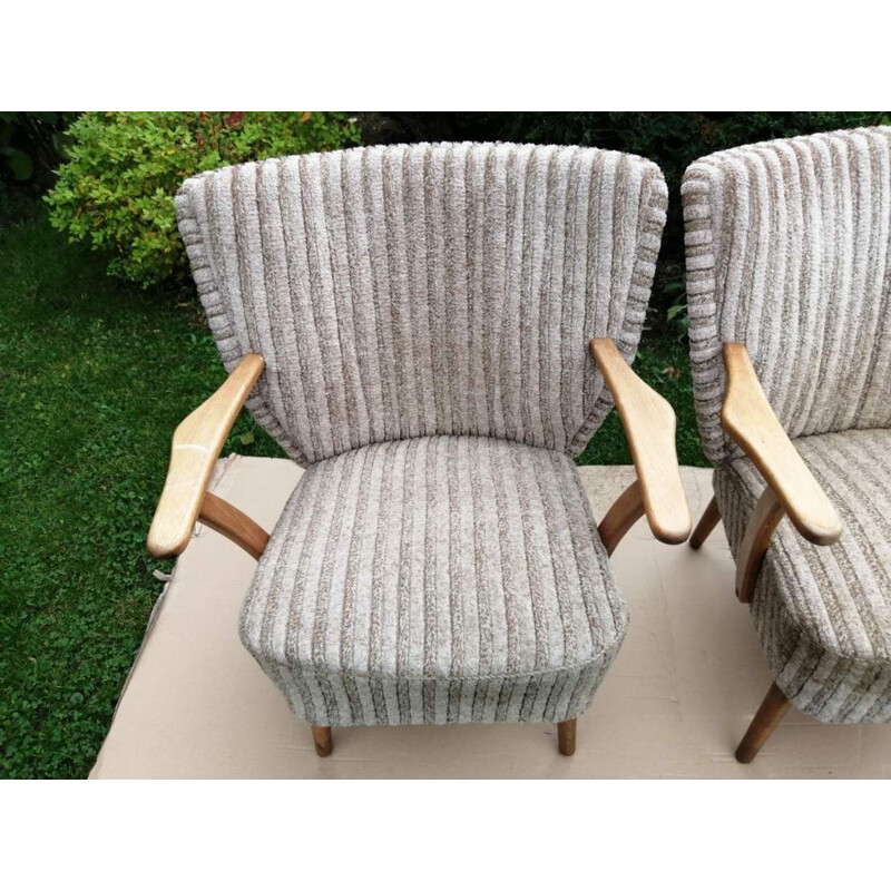 Paire de fauteuils vintage sur pieds droits 1970