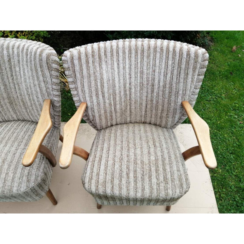 Paire de fauteuils vintage sur pieds droits 1970