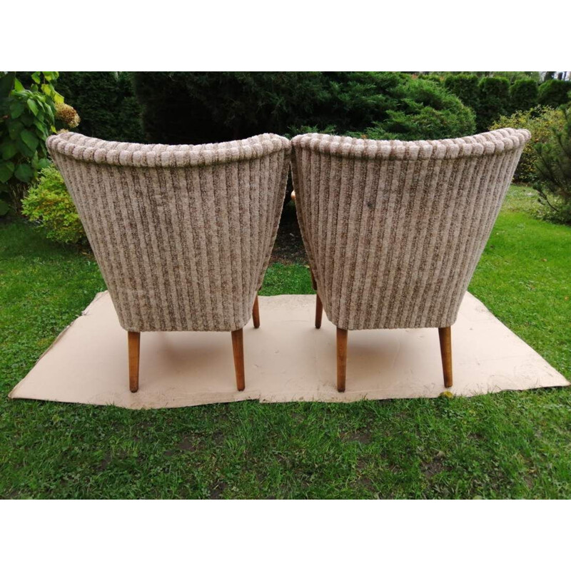 Pair of vintage armchairs on straight legs 1970