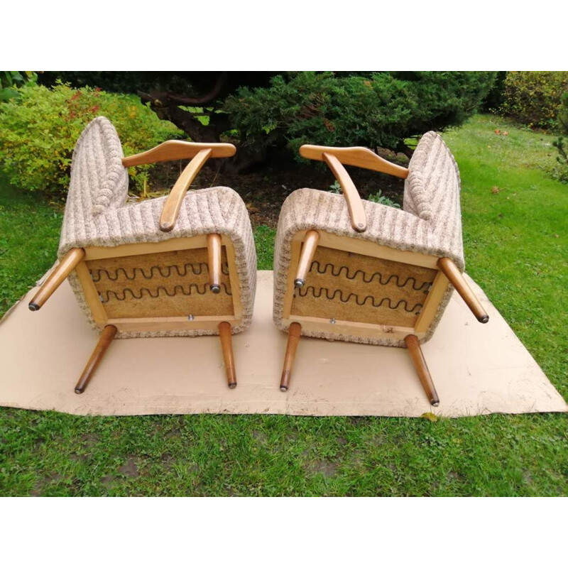 Paire de fauteuils vintage sur pieds droits 1970