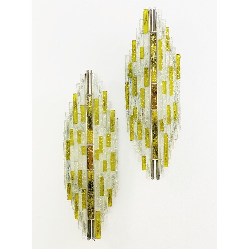 Pair of vintage Brutalist wall lamps by Albano Poli for Poliarte 1970