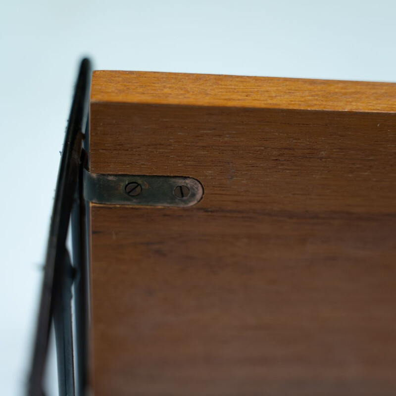 Vintage teak wood and metal shelving system