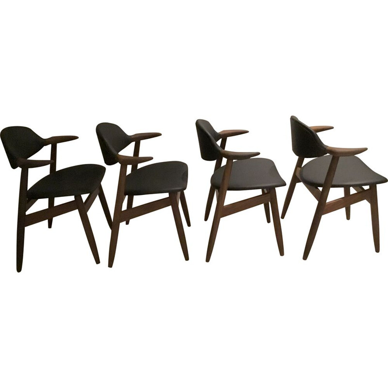 Set of 4 vintage Cowhorn Dining Chairs from Tijsseling Nijkerk 1950s