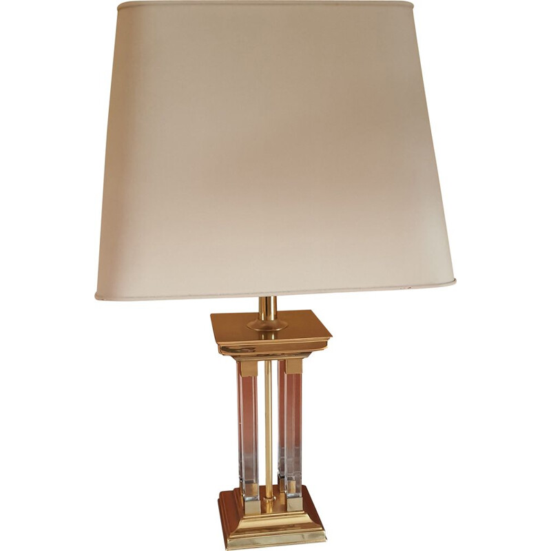 Lampe vintage en plexiglas et laiton