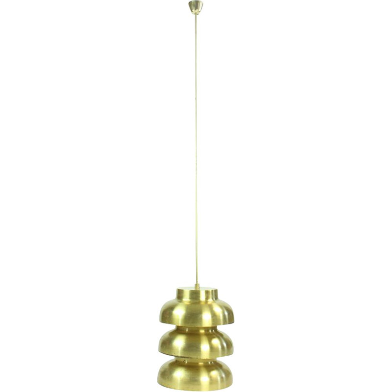 Vintage Tall Ceiling Light In Brass Czechoslovakia 1960s