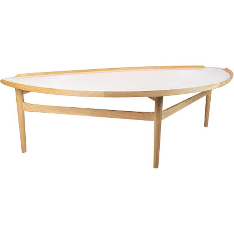 Vintage oak and white laminate coffee table by Finn Juhl 1951