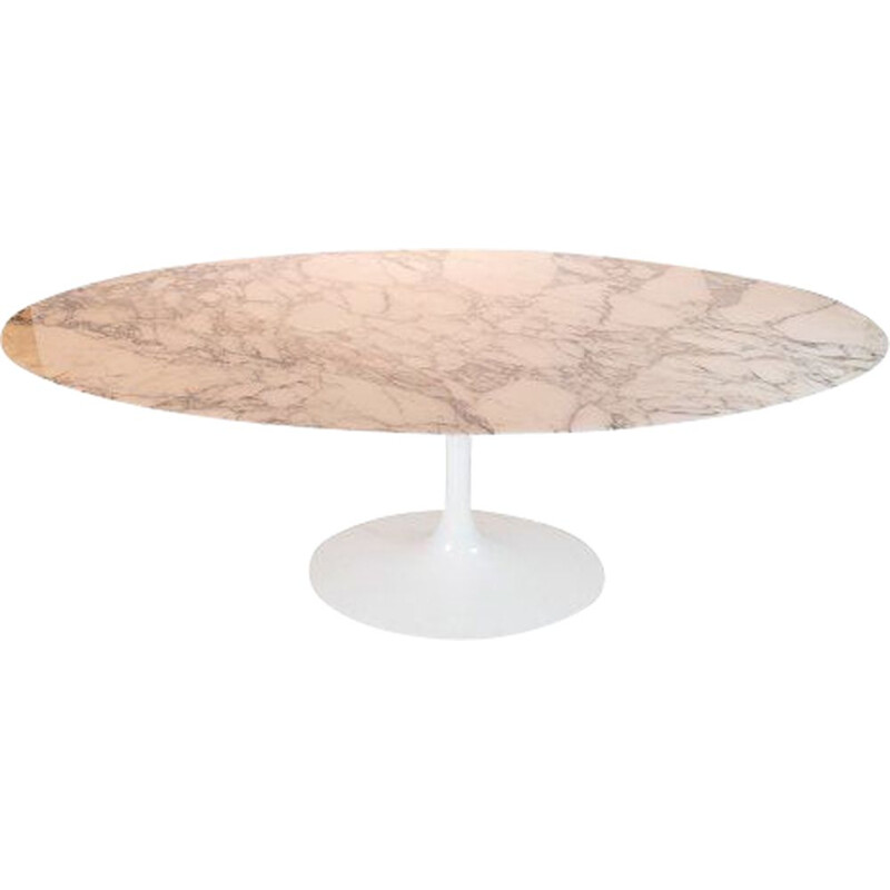 Vintage Tulip dining table with oval marble top by Eero Saarinen for Knoll Furniture 1957