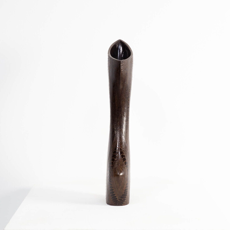 Vintage leather vase Ria and Yiouri Augousti 1980