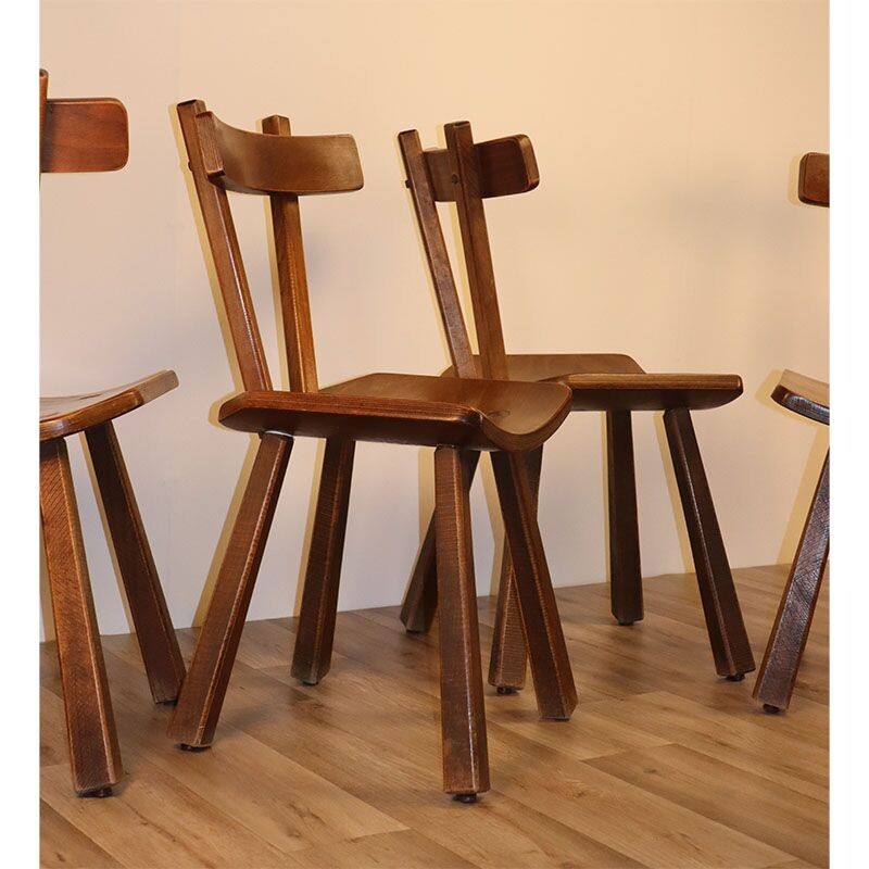 Set of 5 vintage brutalist elm chairs, 1960