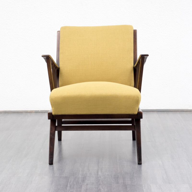 Vintage armchair in solid beech - 50s