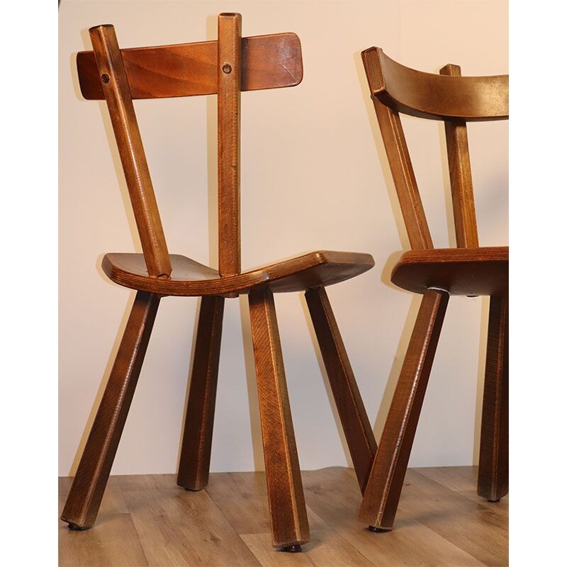 Set of 5 vintage brutalist elm chairs, 1960