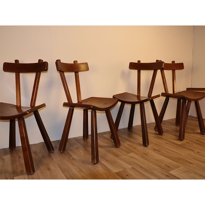 Set of 5 vintage brutalist elm chairs, 1960