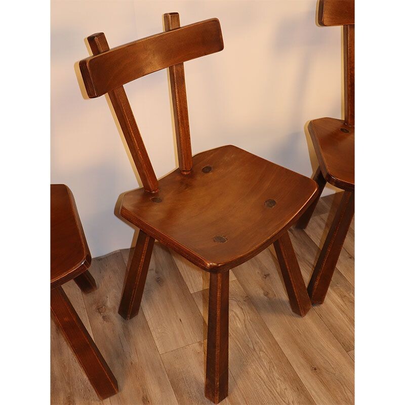 Set of 5 vintage brutalist elm chairs, 1960