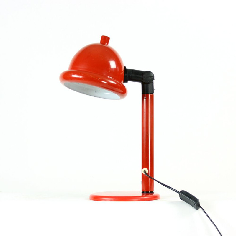 Vintage red metal table lamp, Czechoslovakia 1960