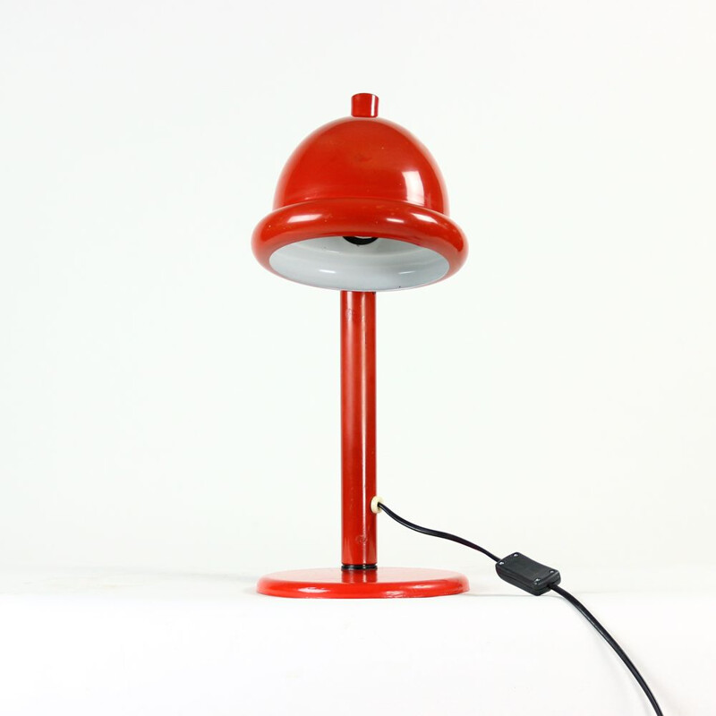 Vintage red metal table lamp, Czechoslovakia 1960