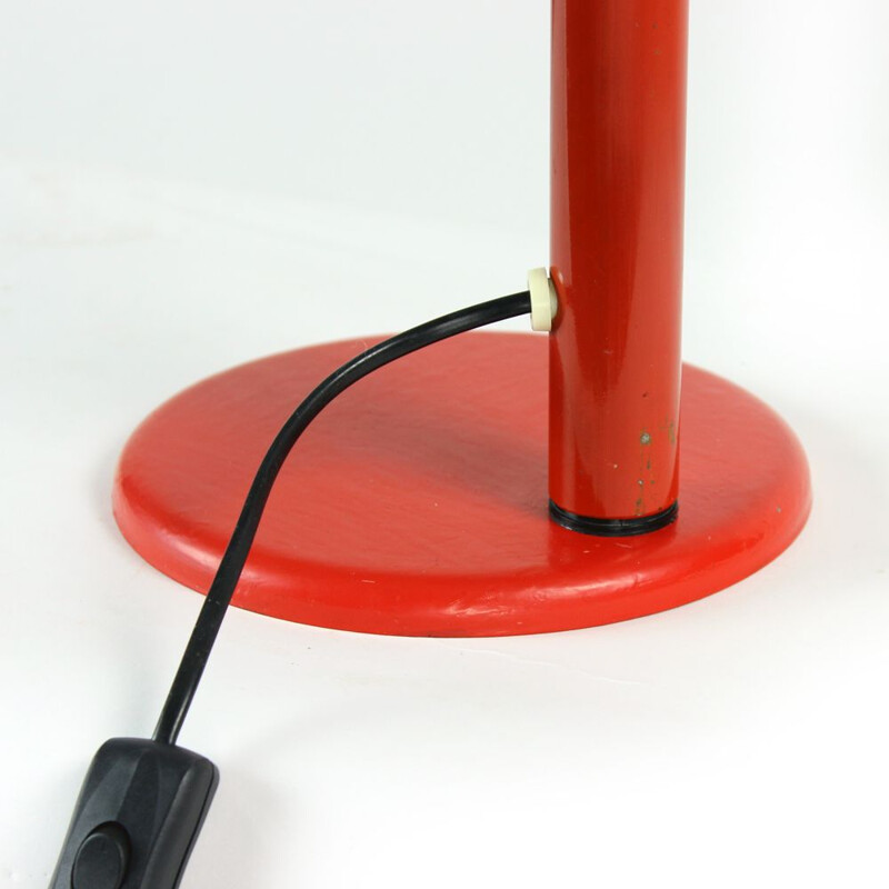 Vintage red metal table lamp, Czechoslovakia 1960