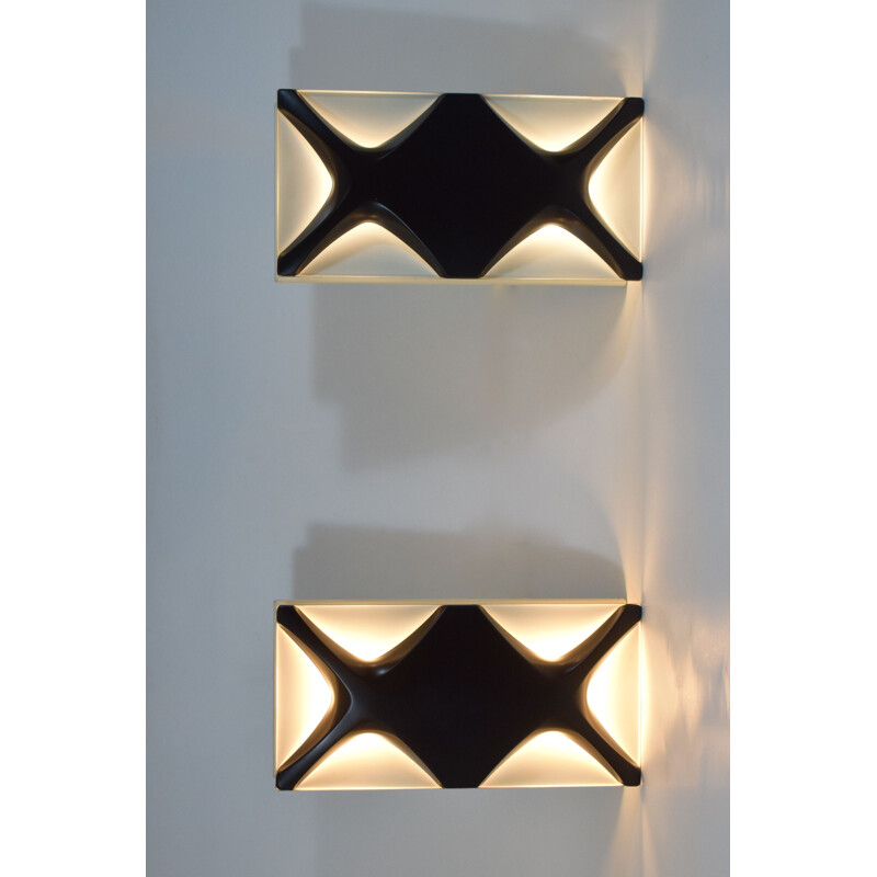 Pair of vintage sconces by Dieter Witte and Rolf Kruger, Germany 1968