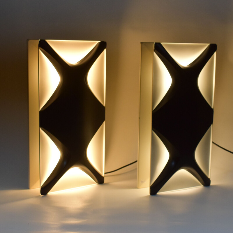 Pair of vintage sconces by Dieter Witte and Rolf Kruger, Germany 1968