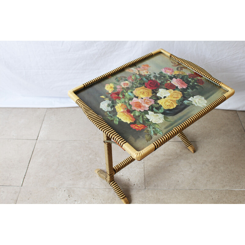 Table pliante florale vintage 1950