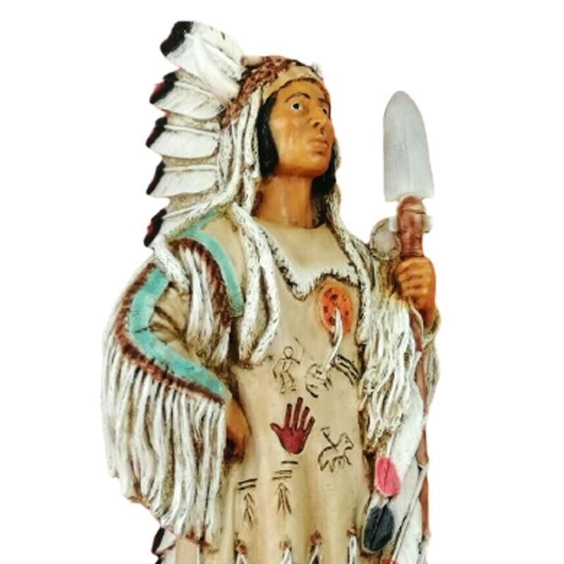 1995 Astonishing Big Native American Indian Sculpture in Alabaster’s Resin, signed Castagna. Made In Italy