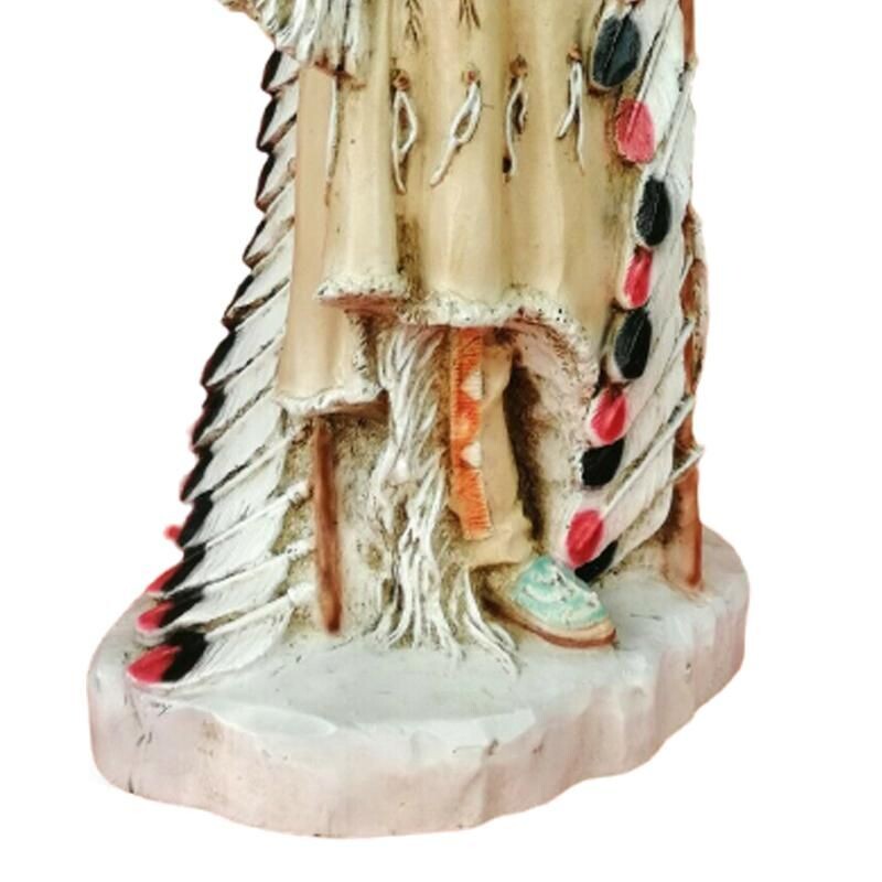 1995 Astonishing Big Native American Indian Sculpture in Alabaster’s Resin, signed Castagna. Made In Italy