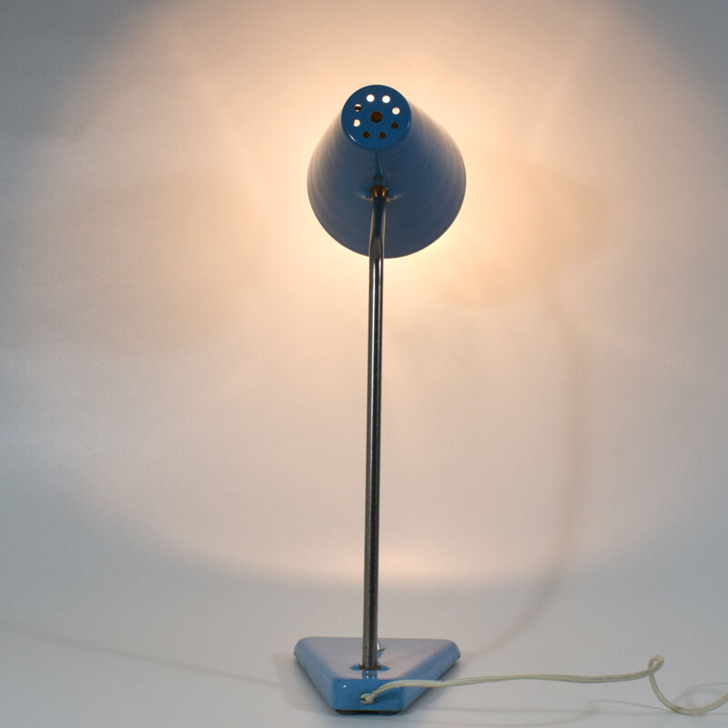 Lampe vintage bureau bleue 1960
