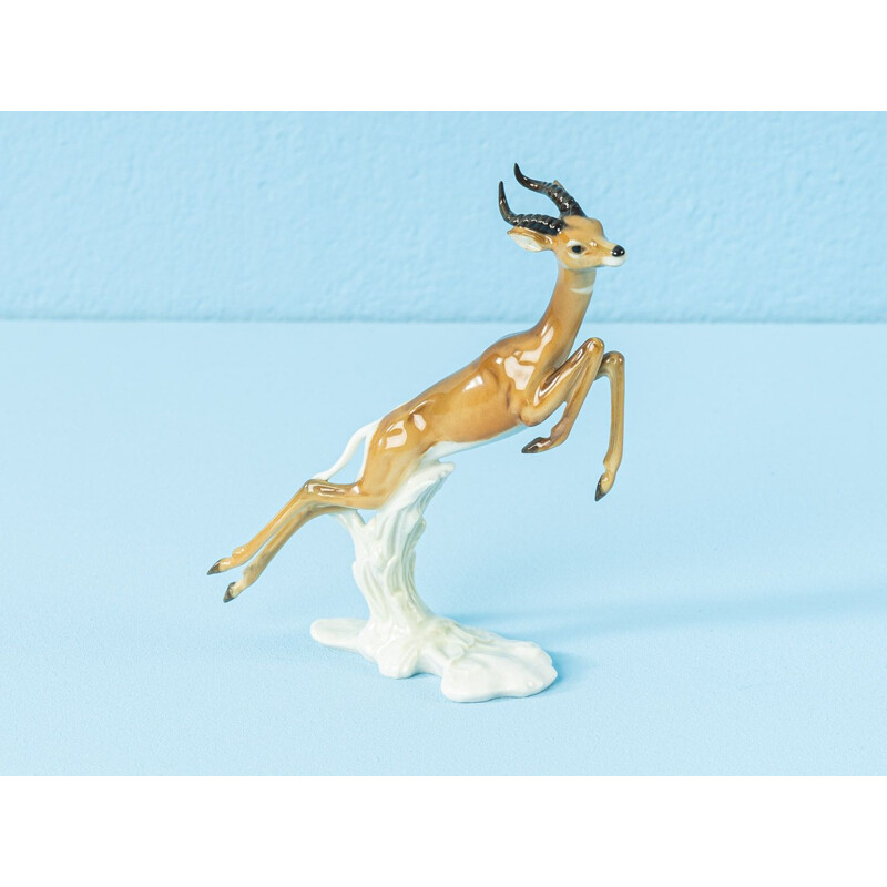 Figurine vintage en porcelaine Merveilleuse gazelle Hutschenreuther Allemagne 1950