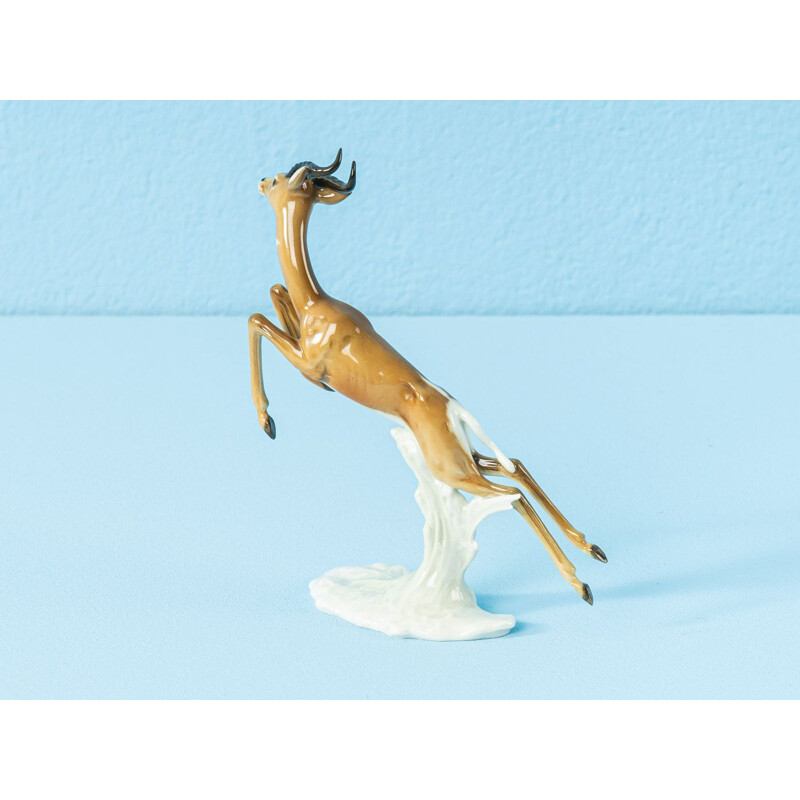 Figurine vintage en porcelaine Merveilleuse gazelle Hutschenreuther Allemagne 1950