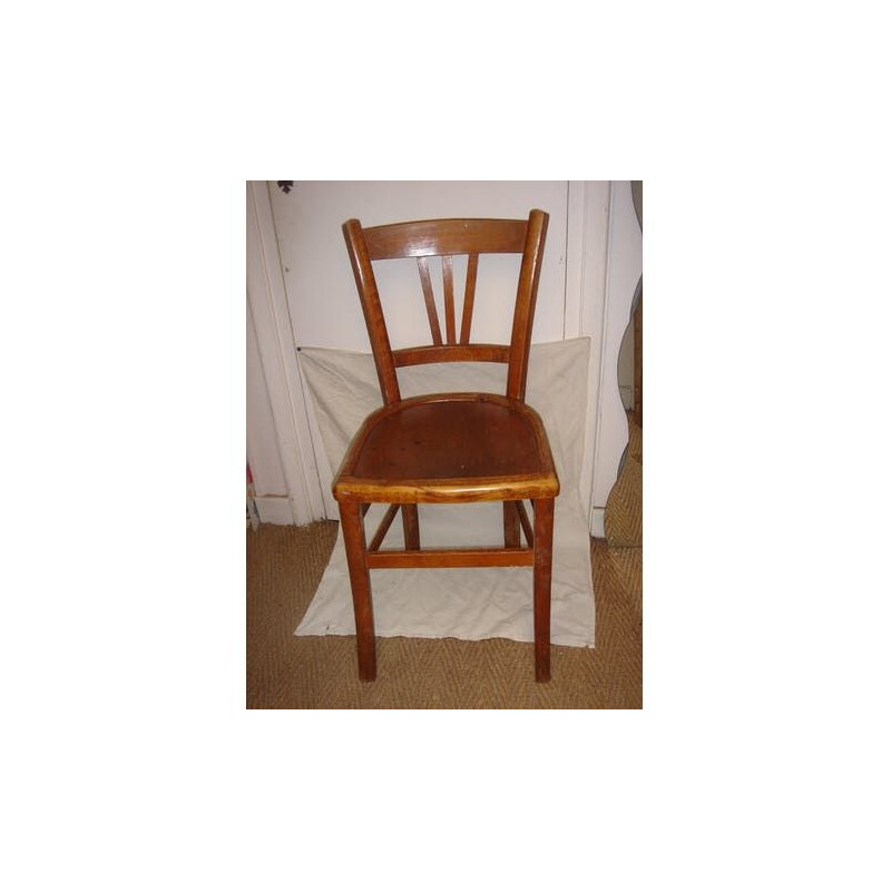 Set of 3 vintage wooden bistro chairs Lutherna 1930