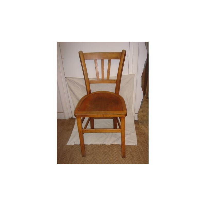 Set of 3 vintage wooden bistro chairs Lutherna 1930