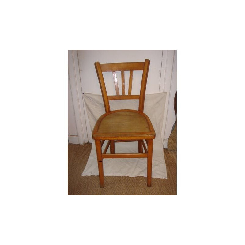 Set of 3 vintage wooden bistro chairs Lutherna 1930