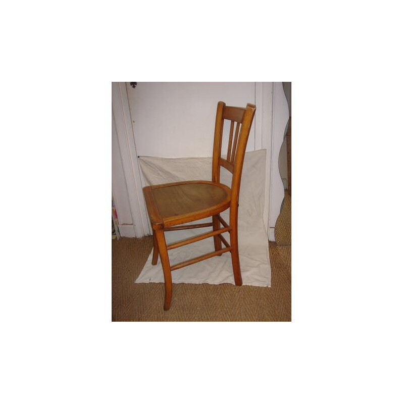 Set of 3 vintage wooden bistro chairs Lutherna 1930