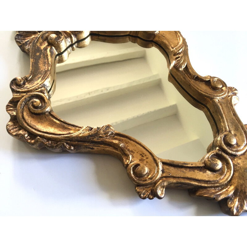 Vintage mirror in wood and gilded stucco 1950