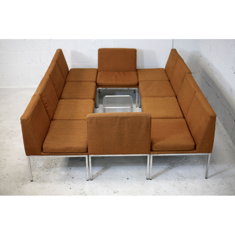 Set of 10 Vintage steel and wool vintage warmers forming modulable sofa, by Louis Baillon for Planforms, 1950s