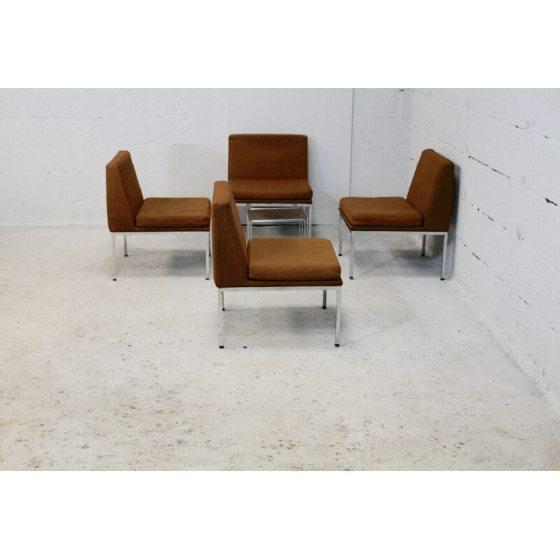 Set of 10 Vintage steel and wool vintage warmers forming modulable sofa, by Louis Baillon for Planforms, 1950s