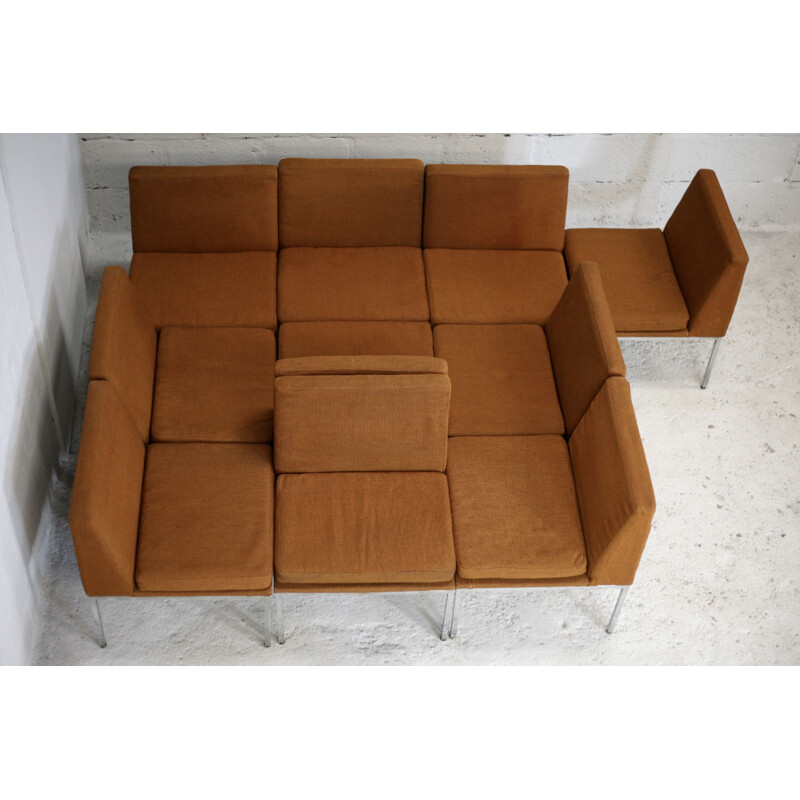 Set of 10 Vintage steel and wool vintage warmers forming modulable sofa, by Louis Baillon for Planforms, 1950s