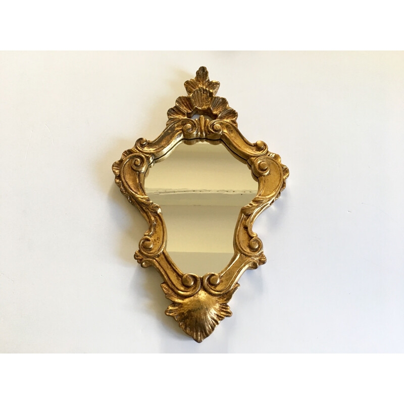 Vintage mirror in wood and gilded stucco 1950