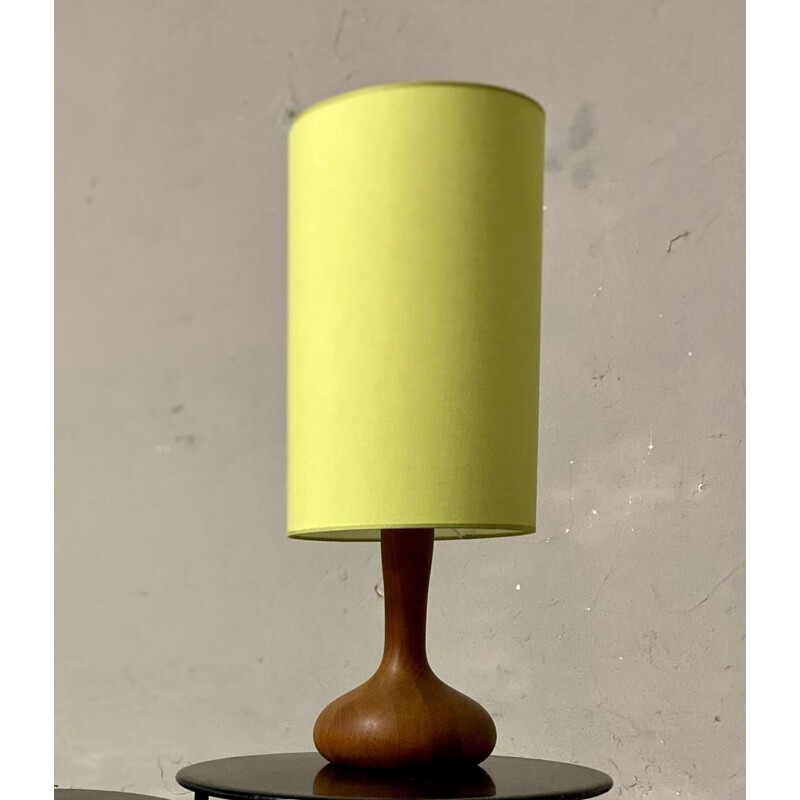 Lampe vintage en marqueterie de teck massif 1960