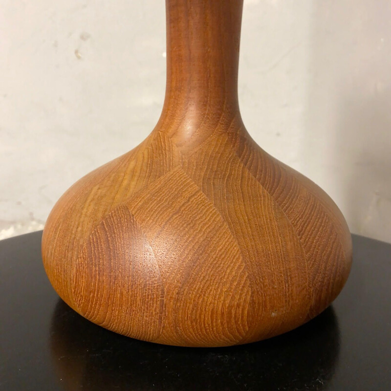 Vintage solid teak marquetry lamp 1960